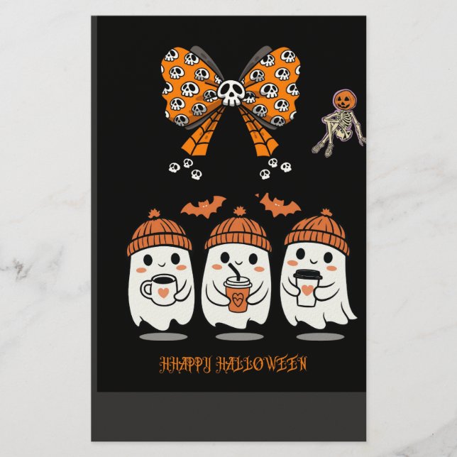 Happy Halloween – fantômes café mignons Briefpapier (Vorderseite)