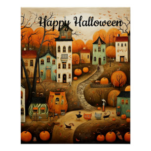 Happy Halloween farbenfrohe Abbildung Poster