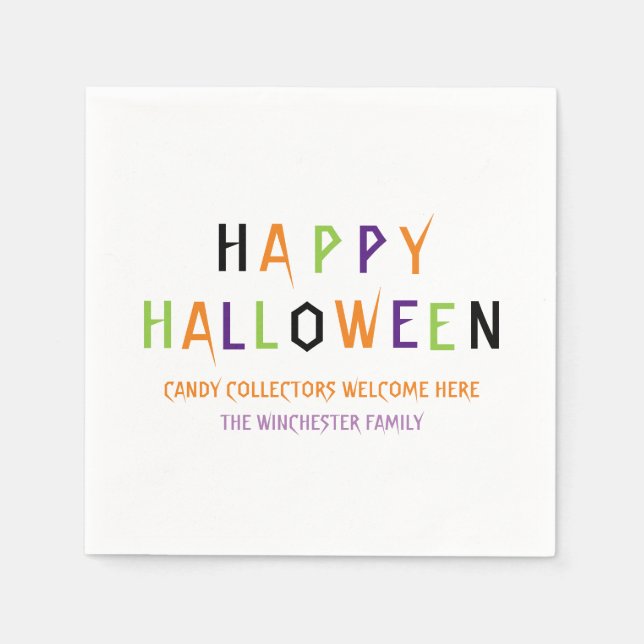 Happy Halloween farbenfroher, seltsamer, benutzerd Serviette (Vorderseite)