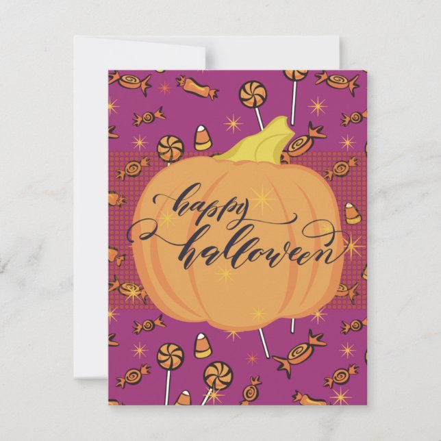 Happy Halloween Flat 4.25 x 5.5 Pumpkin Card (Vorderseite)