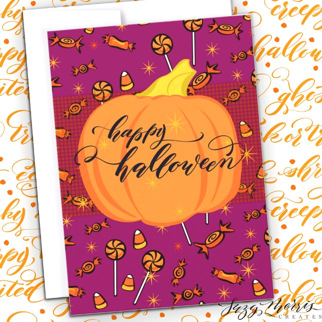 Happy Halloween Flat 5 x 7 Candy and Pumpkin Card (Von Creator hochgeladen)