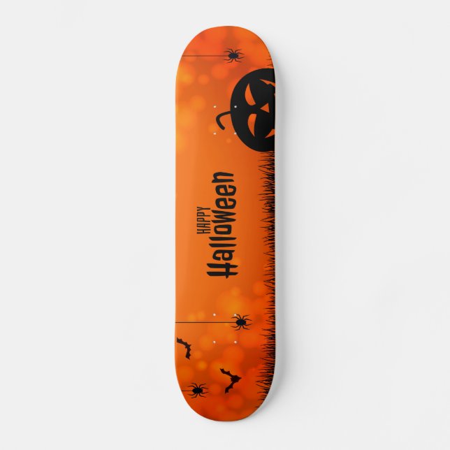 Happy Halloween (Fledermäuse und Spinnen) Skateboard (Vorderseite)