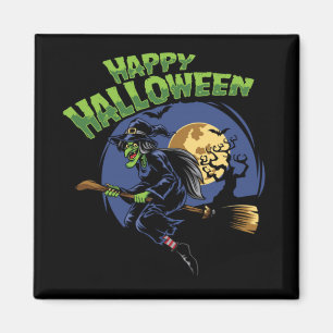 Happy Halloween Flying Hexe Magnet