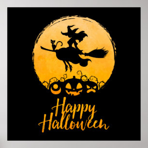 Happy Halloween Flying Hexe Poster
