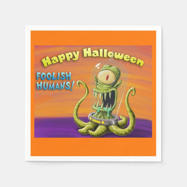 Happy Halloween Foolish Humans Serviette (Vorderseite)