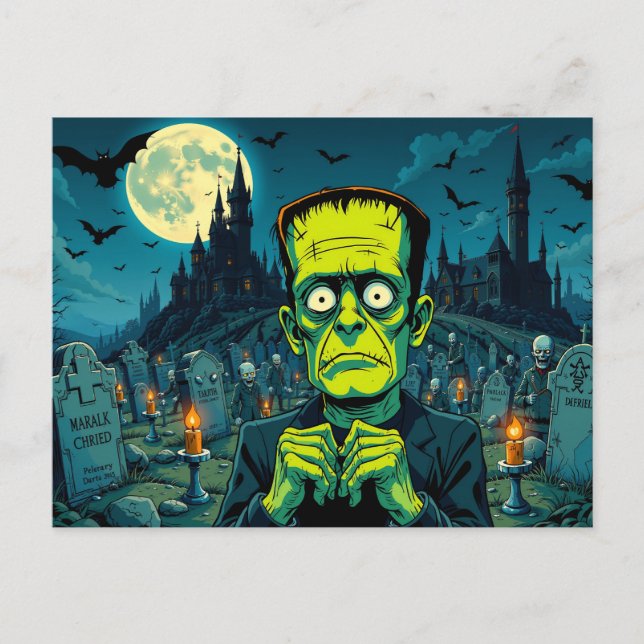 Happy Halloween Frankenstein Feiertagspostkarte (Vorderseite)