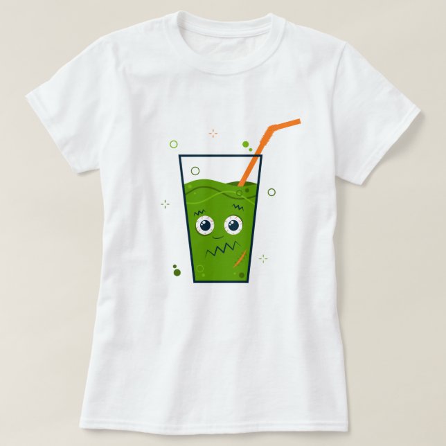 Happy Halloween | Frankenstein Straw & Drink T-Shirt (Design vorne)