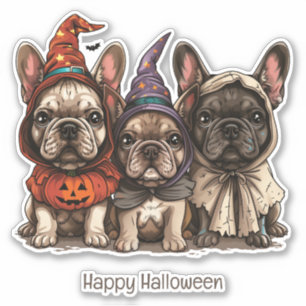 Happy Halloween French Bulldogs Aufkleber