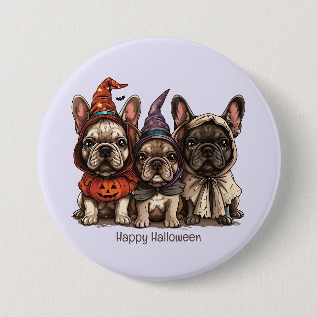 Happy Halloween French Bulldogs Button (Vorderseite)