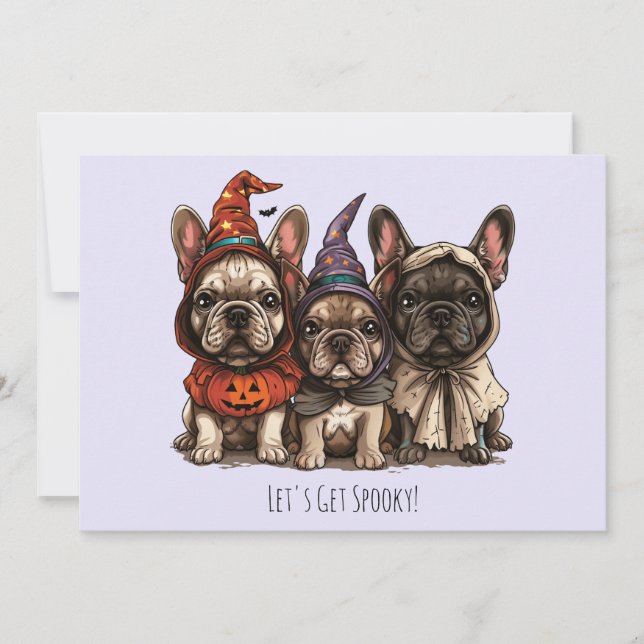 Happy Halloween French Bulldogs Einladung (Vorderseite)