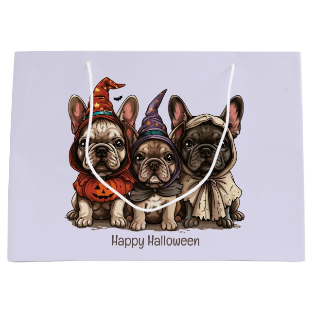 Happy Halloween French Bulldogs Große Geschenktüte (Vorderseite)