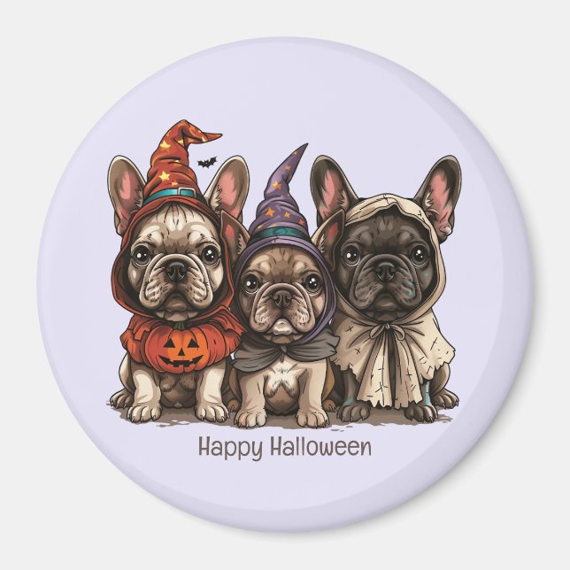 Happy Halloween French Bulldogs Magnet (Vorne)