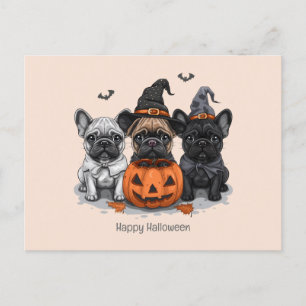 Happy Halloween French Bulldogs Postkarte