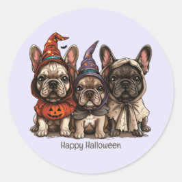 Happy Halloween French Bulldogs Runder Aufkleber