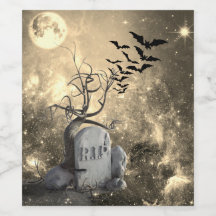 Happy Halloween Friedhof Fledermäuse Vollmond RIP