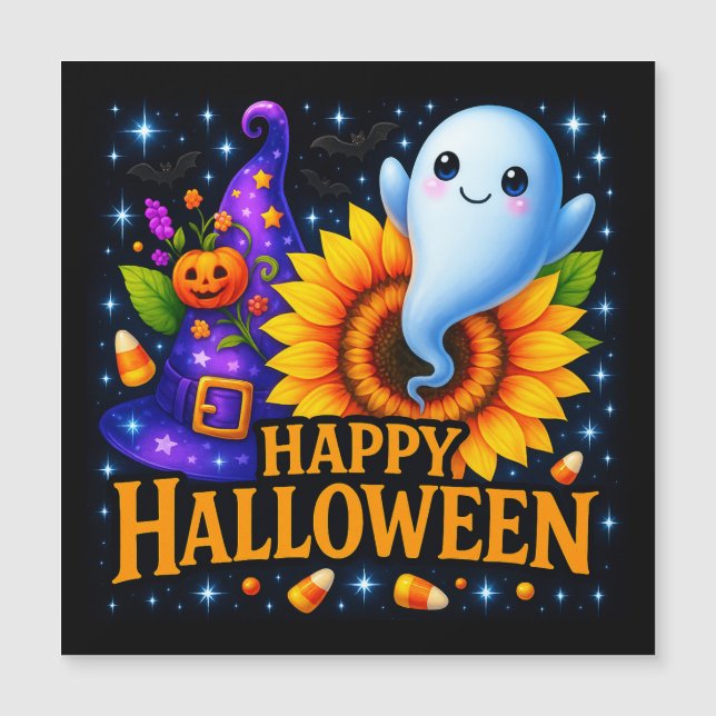 Happy Halloween Friendly Ghost Magnetic Card Magnetkarte (Vorderseite)