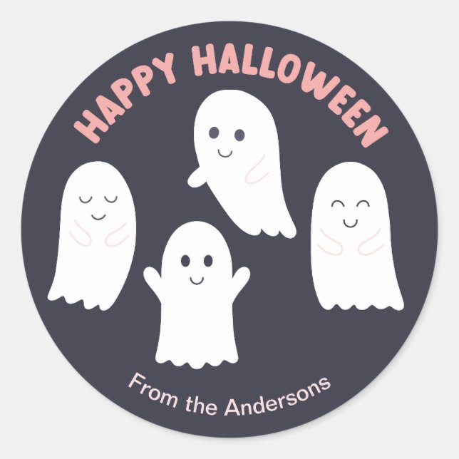 Happy Halloween Friendly Ghosts Runder Aufkleber (Vorderseite)