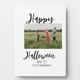Happy Halloween fügen Familienname Foto schwarz Fotoplatte