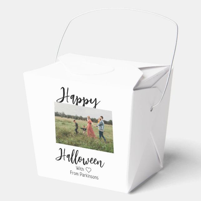 Happy Halloween fügen Familienname Foto schwarz Geschenkschachtel (Vorderseite)
