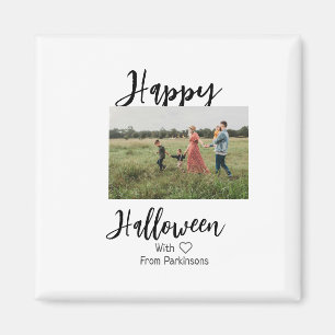 Happy Halloween fügen Familienname Foto schwarz Magnet