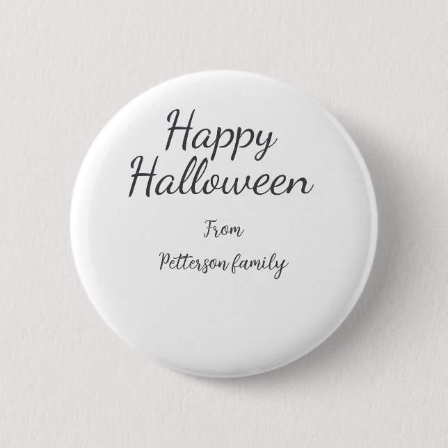 Happy Halloween fügen Familiennamen Kalligraphie m Button (Vorderseite)