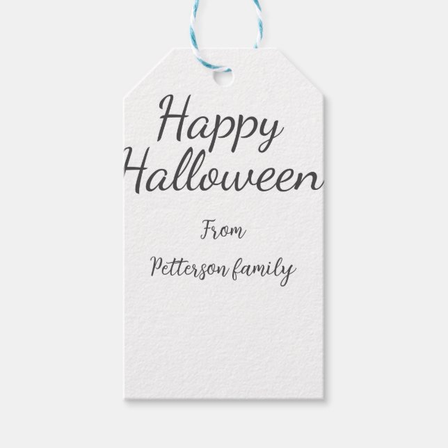 Happy Halloween fügen Familiennamen Kalligraphie m Geschenkanhänger (Vorderseite)