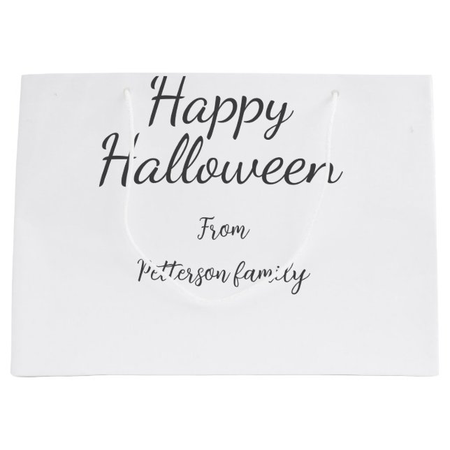 Happy Halloween fügen Familiennamen Kalligraphie m Große Geschenktüte (Vorderseite)