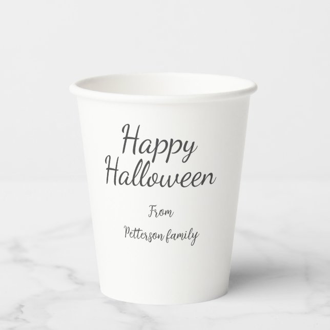 Happy Halloween fügen Familiennamen Kalligraphie m Pappbecher (Vorderseite)