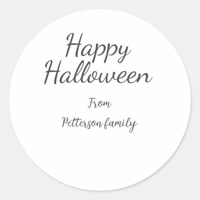 Happy Halloween fügen Familiennamen Kalligraphie m Runder Aufkleber (Vorderseite)