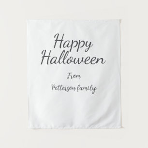 Happy Halloween fügen Familiennamen Kalligraphie m Wandteppich