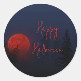 Happy Halloween Full Moon Runder Aufkleber