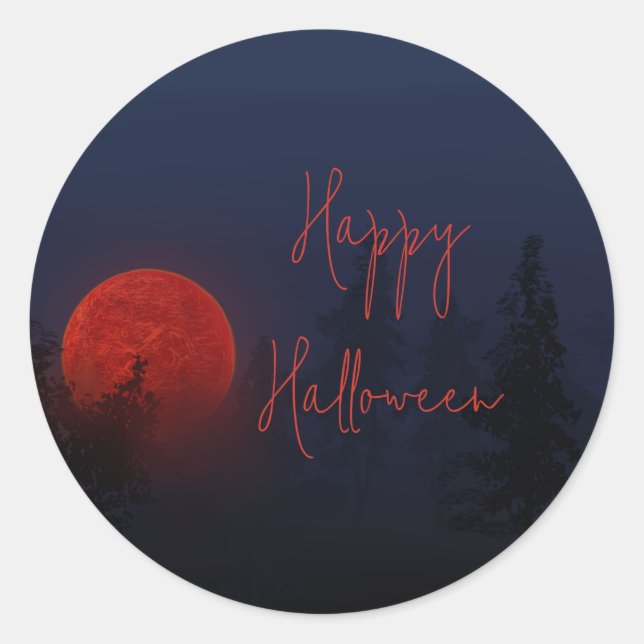 Happy Halloween Full Moon Runder Aufkleber (Vorderseite)