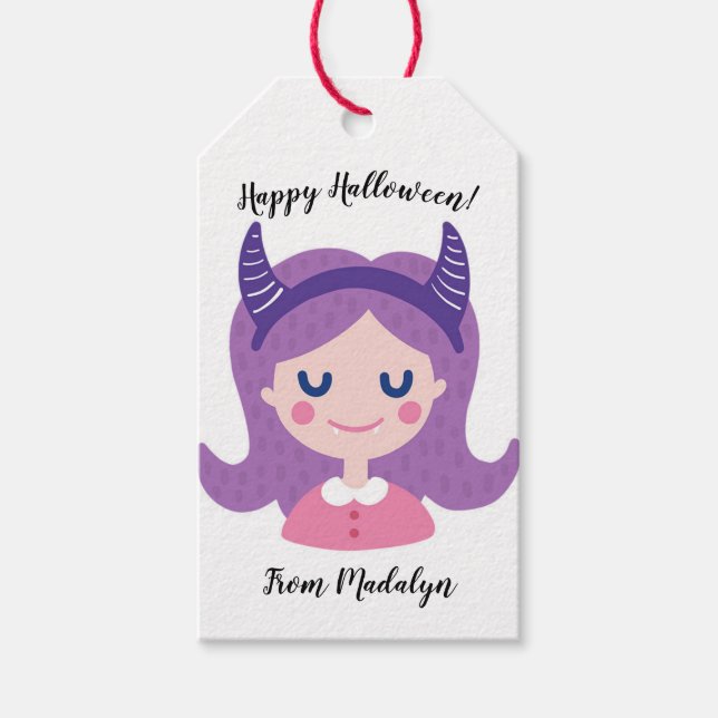 Happy Halloween Fun Vampire Girl Geschenkanhänger (Vorderseite)