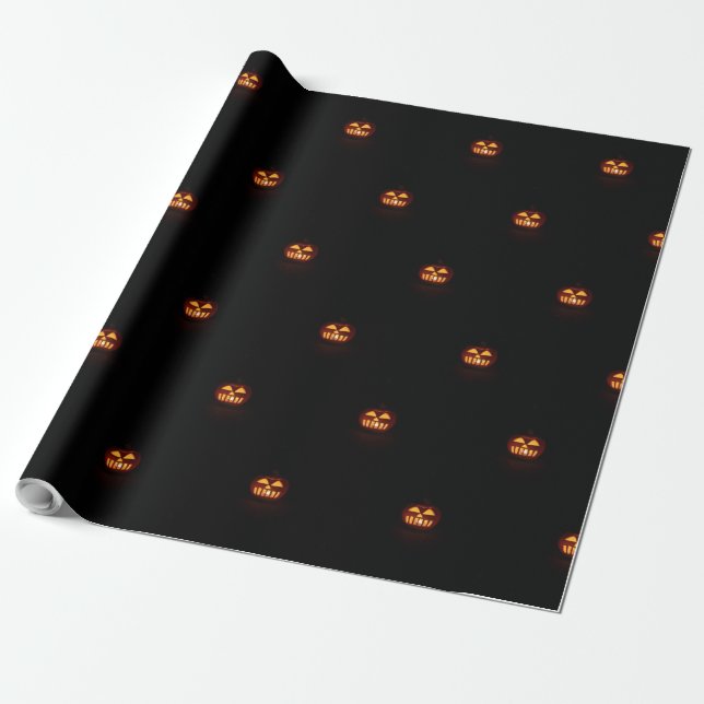 Happy Halloween Funny Beängstigend Orange Pumpkin  Geschenkpapier (Ungerollt)