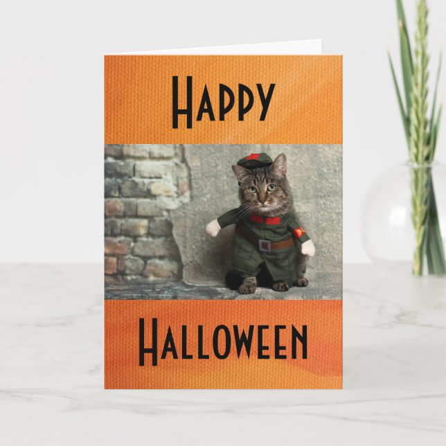 Happy Halloween Funny Cat Kostüm Spaß Karte (Vorderseite)