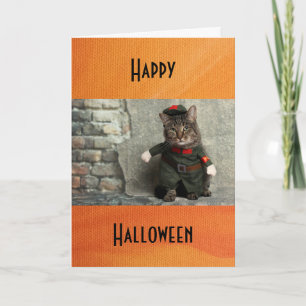 Happy Halloween Funny Cat Kostüm Spaß Karte