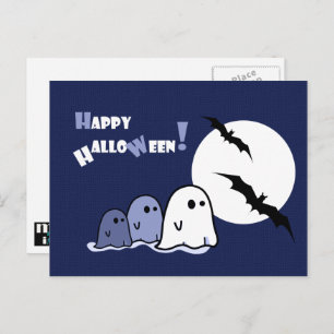 Happy Halloween. Funny Little Ghosts Postkarte