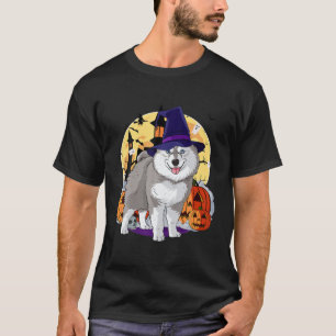 Happy Halloween Funny Pomsky Dog Hexenkürbis T-Shirt