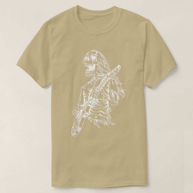 Happy Halloween Funny Skeleton Playing Gitarrenpum T-Shirt (Design vorne)