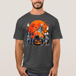 Happy Halloween Funny Skeleton Playing Gitarrenpum T-Shirt