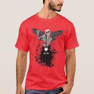 Happy Halloween Funny Skeleton Playing Guitar Pump T-Shirt
