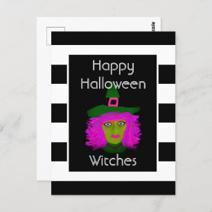 Happy Halloween Funny Wicked Witch Zitat Postkarte