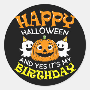 Happy Halloween Geburtstag Geboren Am Mädchen Jung Runder Aufkleber