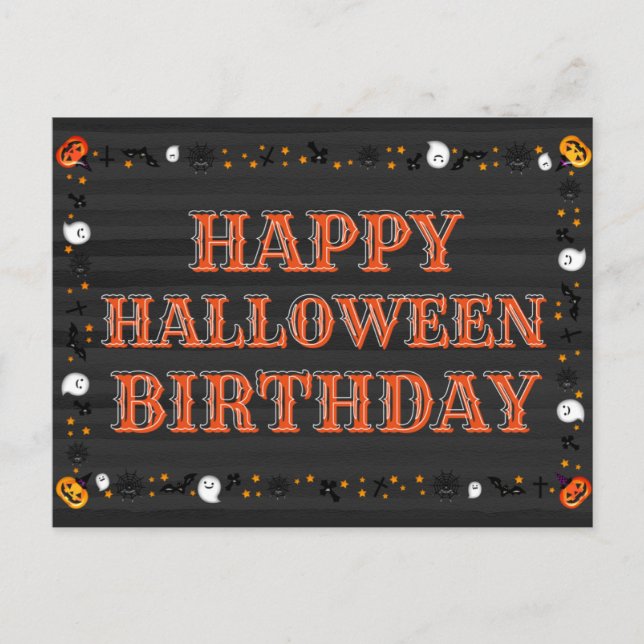 Happy Halloween Geburtstag Postkarte (Vorderseite)