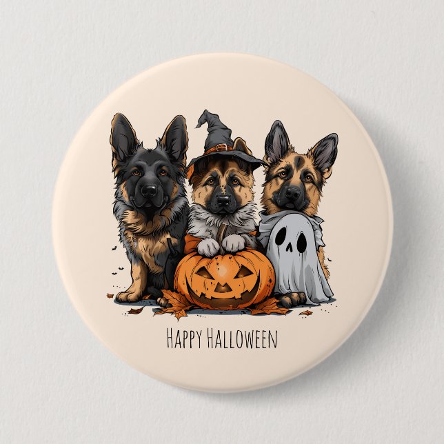 Happy Halloween German Shepherd Dogs Button (Vorderseite)