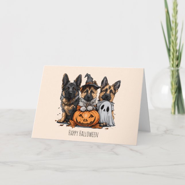 Happy Halloween German Shepherd Dogs Feiertagskarte (Vorderseite)