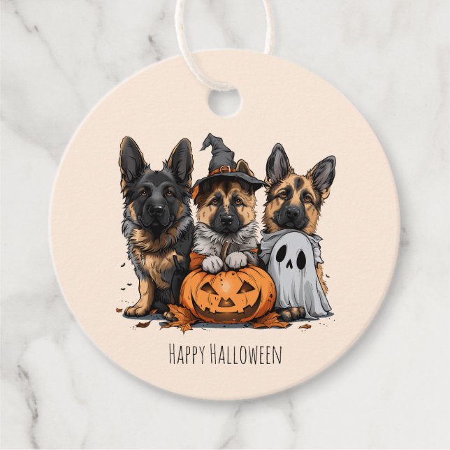 Happy Halloween German Shepherd Dogs Geschenkanhänger (Vorderseite)