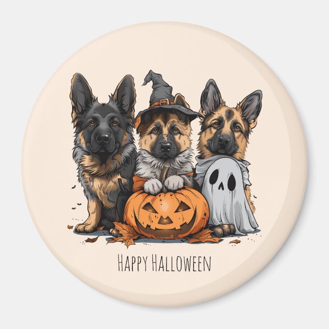 Happy Halloween German Shepherd Dogs Magnet (Vorne)