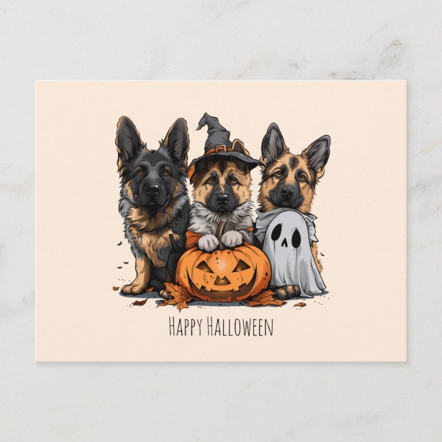Happy Halloween German Shepherd Dogs Postkarte (Vorderseite)