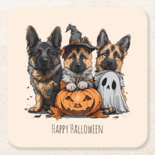 Happy Halloween German Shepherd Dogs Rechteckiger Pappuntersetzer
